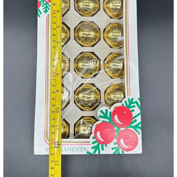 Vintage Christmas Ornaments Kmart Gold Glass Balls 18 Count Retro Decoration - Picture 9 of 10